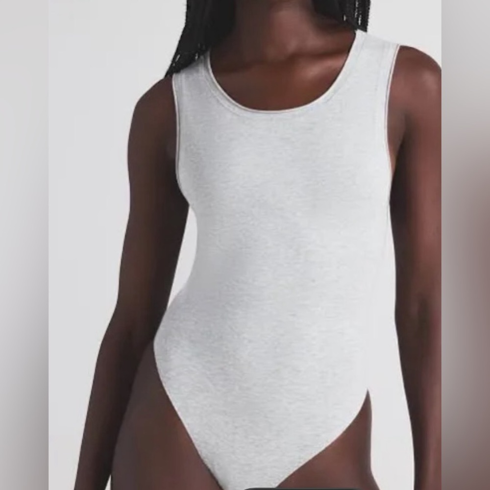 Like new skims cotton jersey tank bodysuit small light heather gray